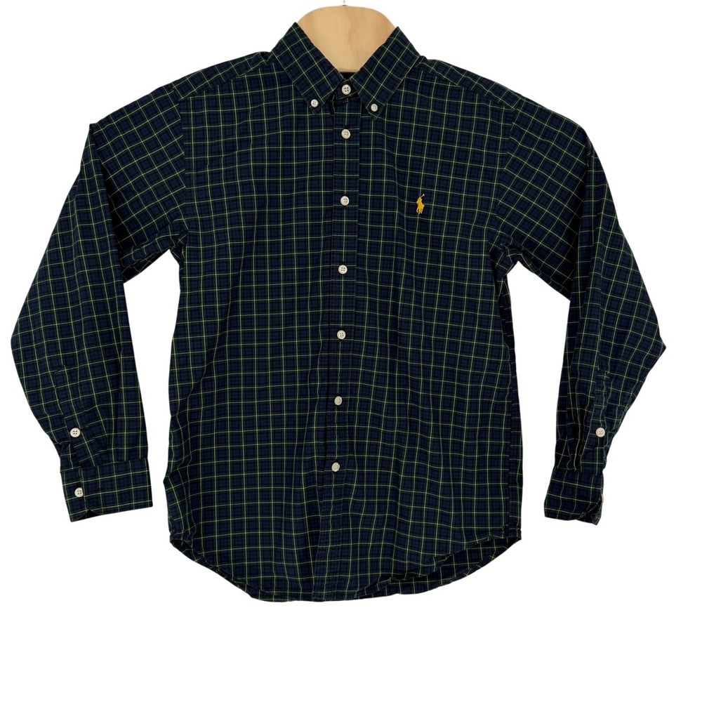 Boys Ralph Lauren Button Down Long Sleeve Plaid Size Large